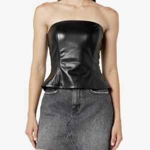 Black Strapless Leather Camisole